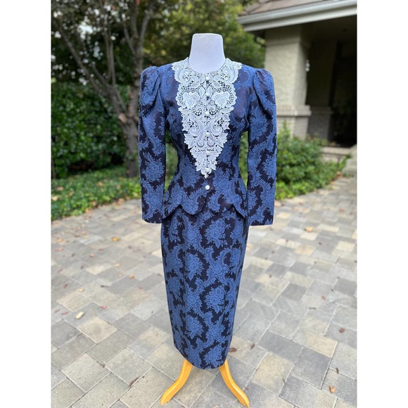 Vintage 90s Jessica McClintock Bridal 2 Piece Victorian Jacket Skirt SteamPunk - Picture 2 of 10